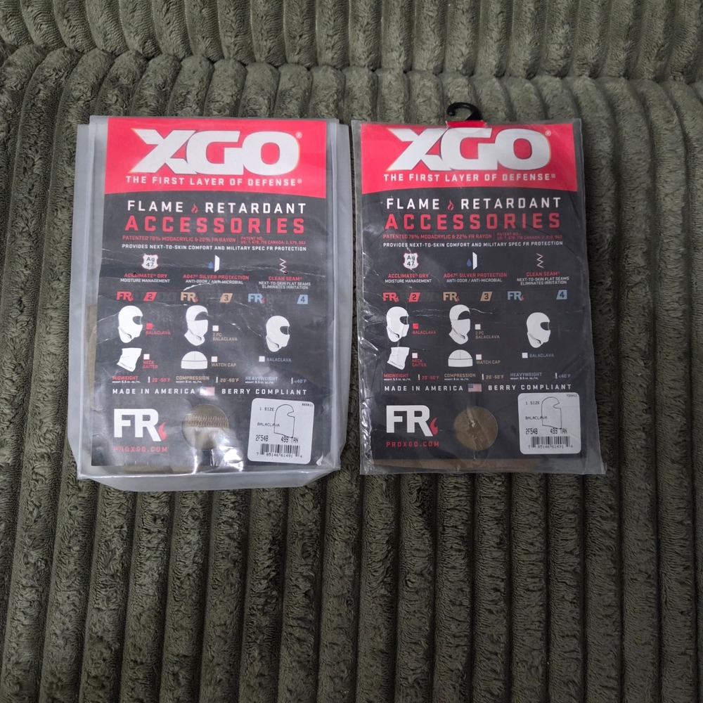 XGO Phase 2 FR Balaclava Tan Flame Retardant Midweight Face Mask 2F548 2-Pack